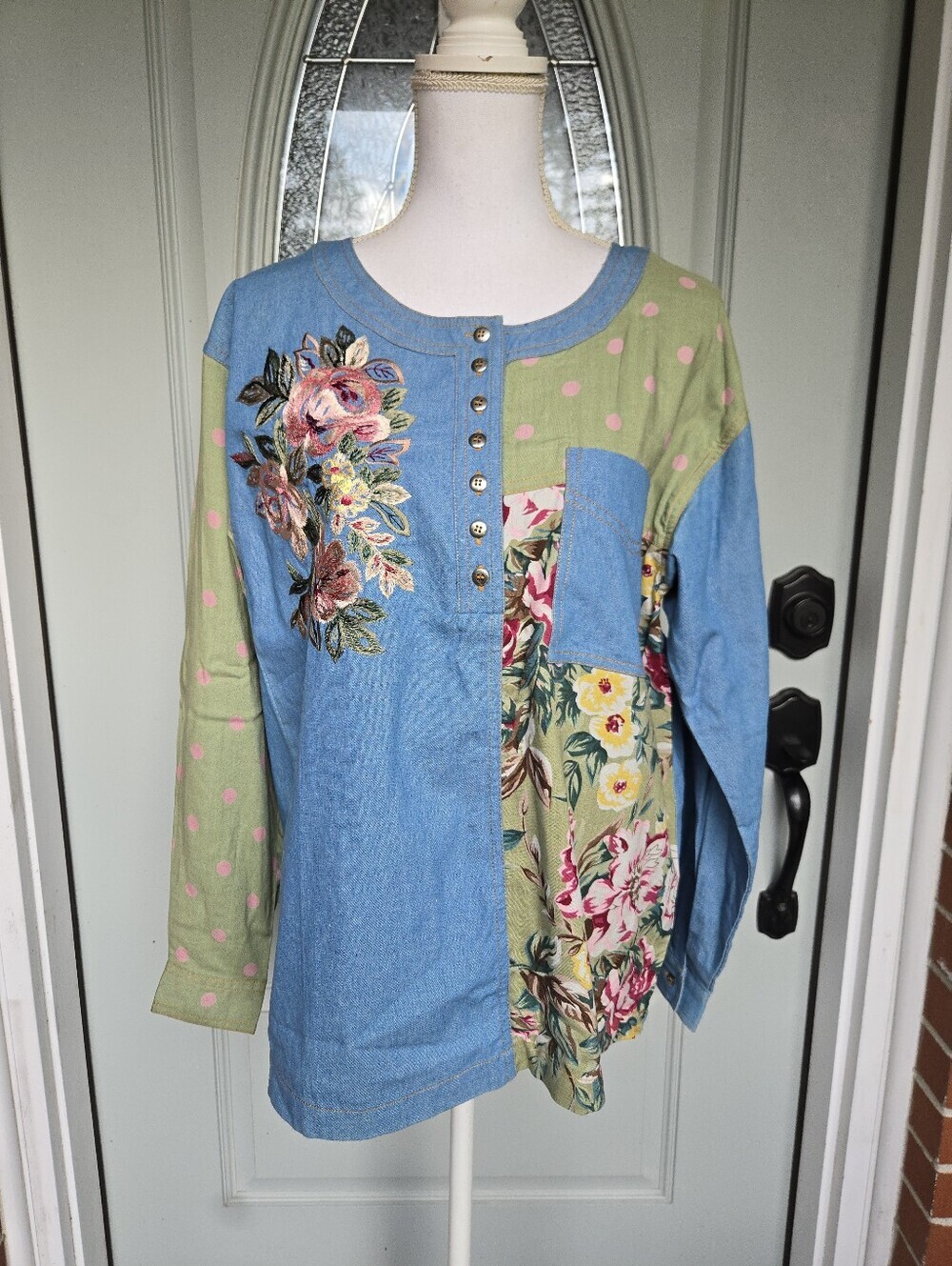 Together! Denim Patchwork Blouse
